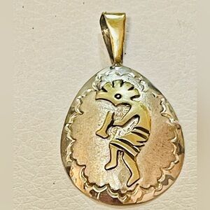 VTG Native American Navajo 12k Gold Filled Sterling Silver Kokopelli Pendant